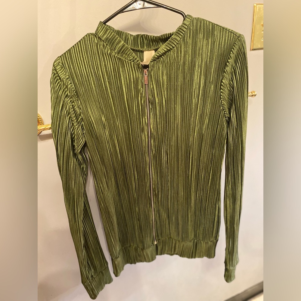 Pretty green think zip silk jacket